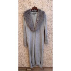 White House Black Market Wool Blend Faux Fur Collar Duster Sweater Size XS